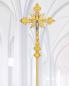 Preview: Vortragekreuz 60 x 39 cm vergoldet, mit Stange