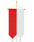 Preview: Bannerfahne 200 x 70 cm rot/weiß mit Quaste