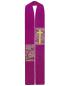 Preview: Stola violett mit gesticktem Kreuz, 125 cm lang