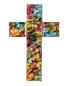 Preview: Wandkreuz Glas mehrfarbig 25,5 x 16 x 0,7 cm