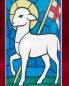 Preview: Osterkerze 165 x 50 mm, Lamm Gottes A+O