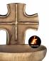 Preview: Weihwasser-Wandkessel mit Kreuz aus Bronze 9 x 8 cm