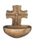 Preview: Weihwasser-Wandkessel mit Kreuz aus Bronze 9 x 8 cm