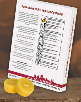 12 Teelichtkerzen Bienenwachs 100% natur