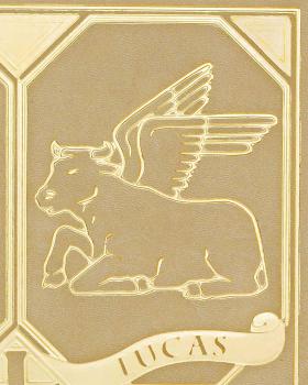 Preview: Evangeliareinband Leder beige mit Goldprägung