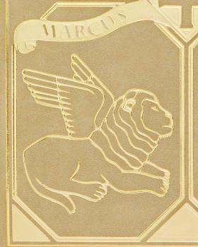 Evangeliareinband Leder beige mit Goldprägung