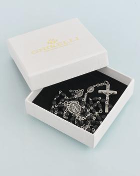 Preview: Ghirelli Rosenkranz Hl. Josef schwarze Perlen 56 cm lang