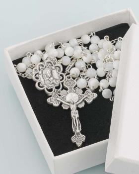 Marienrosenkranz Perlmutt 6 mm Ø antik versilbert