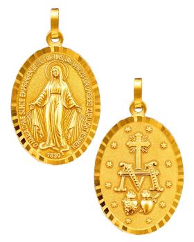 Wundertätige Medaille facettiert 14 x 18 mm 8 ct Gold