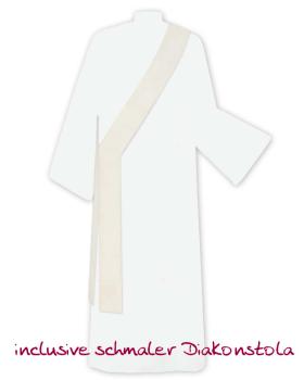 Preview: Dalmatik weiß, Mittelstab mit gold eingewebten Kreuzen