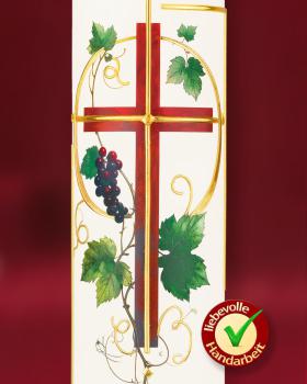 Preview: Osterkerze 800 x 80 mm "Kreuz mit Weinrebe"