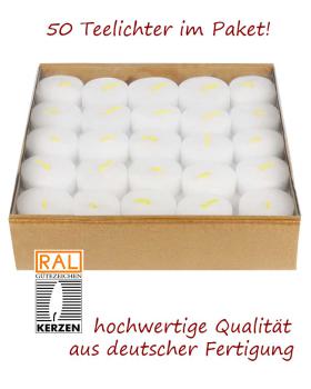 50 Teelichter Tray 16 x 38 mm Ø, ohne Hülle 5h Brenndauer