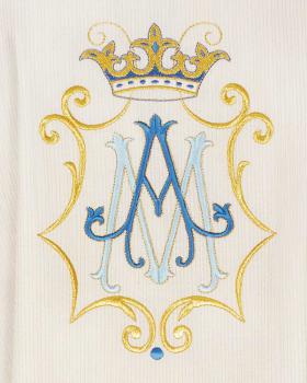 Preview: Marienkasel bestickter Mittelstab gold weiß, 130 cm lang