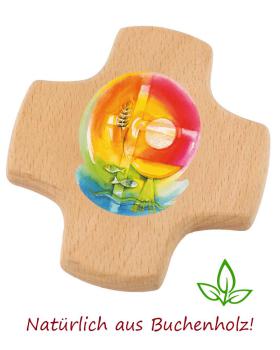 Preview: Kommunionkreuz 9 x 8 cm Buchenholz "Eucharistie"