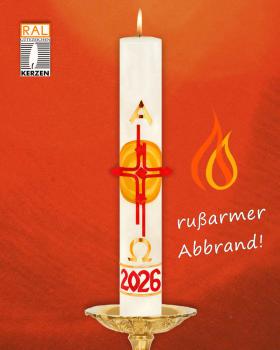 Preview: Osterkerze 600 x 70  mm "Ostersonne" mit Nägeln