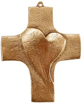 Kommunionkreuz 9 x 7,3 cm "Offenes Herz"