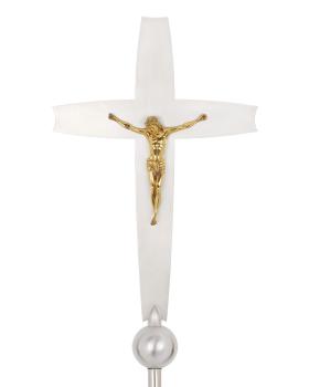 Vortragekreuz Messing versilbert und Corpus vergoldet