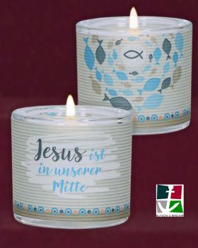 Preview: Glaswindlicht 6 cm, Jesus ist in unserer Mitte