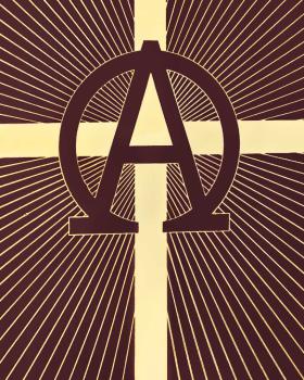 Preview: Lektionareinband Kunstleder braun mit Goldprägung A+O