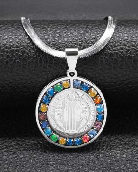 Preview: Benediktus Medaille mit Kette aus Edelstahl