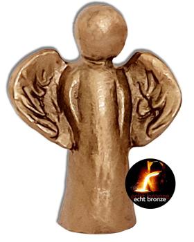 Preview: Schutzengel 5 x 4 cm Bronze, "Da ist immer ein Engel"