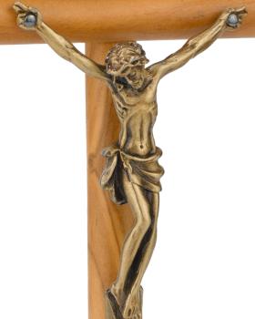 Preview: Stehkreuz Olivenholz mit Christuskörper 18 x 8 cm