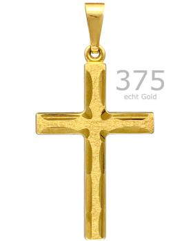 Preview: Kreuz Anhänger facettiert 16 mm x 23 mm 8ct Gold 333