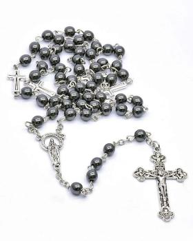 Rosenkranz Hämatit 6 mm Ø gekettelt, 53 cm lang