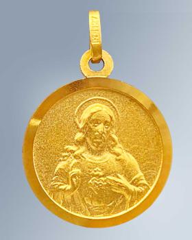 Preview: Skapuliermedaille Jesu/Maria 12 mm Ø 8 ct Gold 333