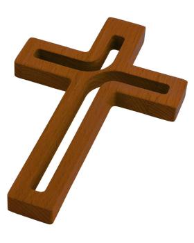 Preview: Holzkreuz Buche natur, 12 x 18 cm  durchbrochen