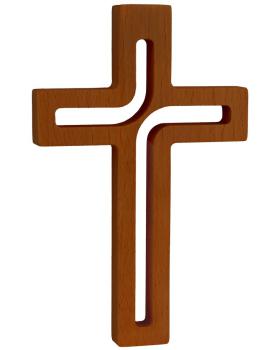 Preview: Holzkreuz Buche natur, 12 x 18 cm  durchbrochen