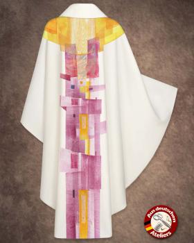 Preview: Kasel Christ König weiß mit Rundkragen 135  cm