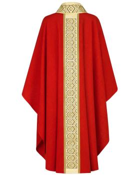 Preview: Kasel rot mit Kragen, 125 cm lang, 154 cm breit