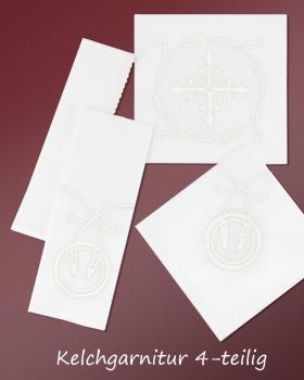 Preview: Kelchgarnitur 100 % Leinen 4-Teilig weiß