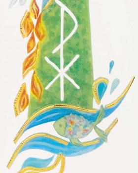 Preview: Osterkerze "Schöpfung" 225 x 70 mm