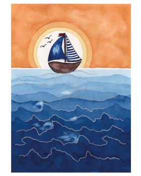 Preview: Kommunionkreuz 9 x 7 cm Buchenholz "Schiff"