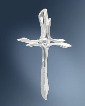 Preview: Kreuz Anhänger filigran m. Stein 18 x 26 mm 925 Silber