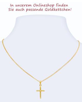 Preview: Kreuz Anhänger m. Stein 12 mm x 18 mm 9 ct Gold 375