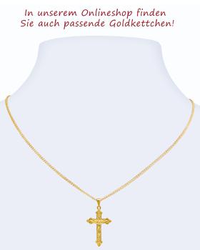 Preview: Kreuz Anhänger Kruzifix 8 mm x 25 mm 8ct Gold 333