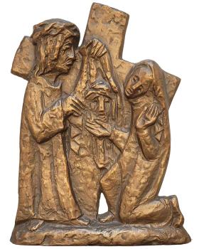 Bronzeplakette 24 x 33 cm 6. Kreuzwegstation Veronika