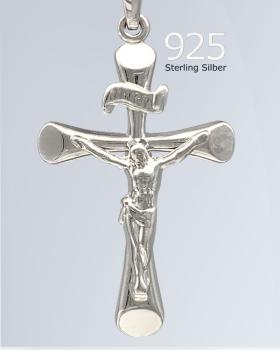 Preview: Kreuz Anhänger Kruzifix modern 25 mm 925 Silber