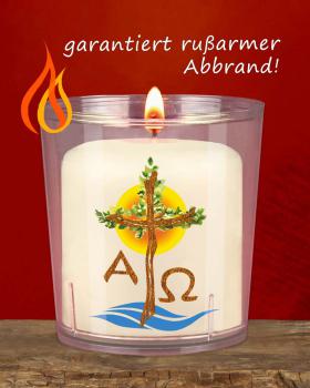 Osterkerze mit coloriertem Kreuzdekor und A + O, 96 Stück