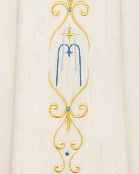 Preview: Marienkasel bestickter Mittelstab gold weiß, 130 cm lang