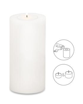 Preview: Teelichtkerze weiß 18 cm hoch 8 cm Ø