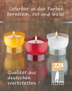 Preview: Votive lights with red polycarbonate cover, 47 mm Ø