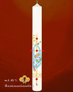 Preview: Osterkerze 800 x 80 mm "Frohe Botschaft" mit Nägeln