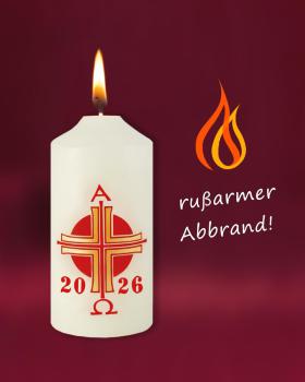 Preview: Osterkerze 120 x 50 mm A + O mit Jahreszahl, Kreuz