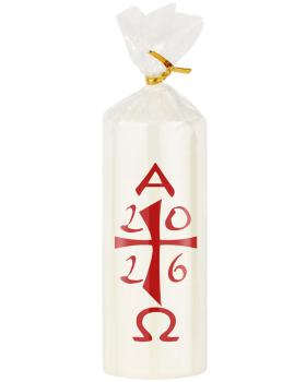 Osterkerze 150 x 60 mm A + O mit Jahreszahl