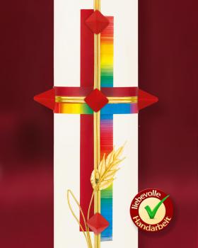 Osterkerze 600 x 80 mm Kreuz mit Ähren
