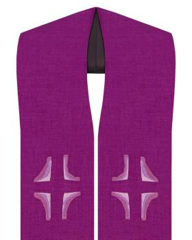 Preview: Priesterstola mit gesticktem Kreuz, violett 135 cm lang